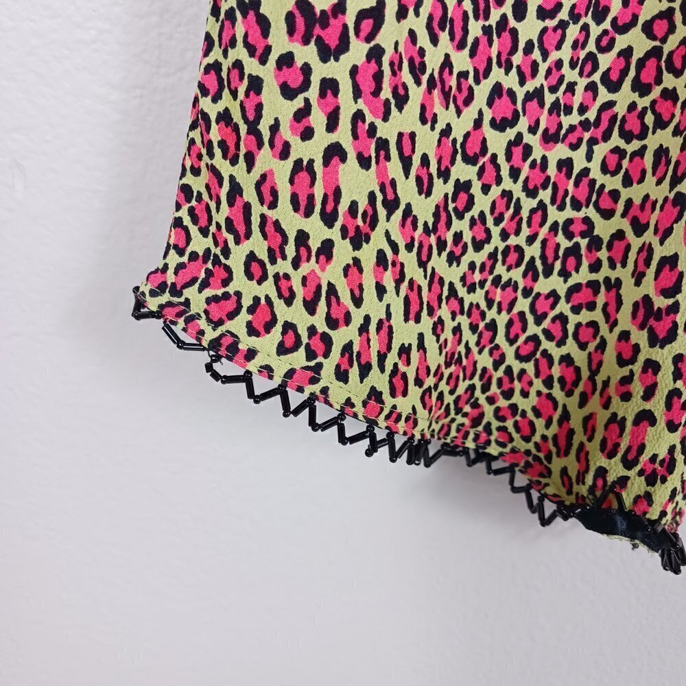 F.L MALIK vintage matching set women's size L green/pink animal print floral - Picture 10 of 12